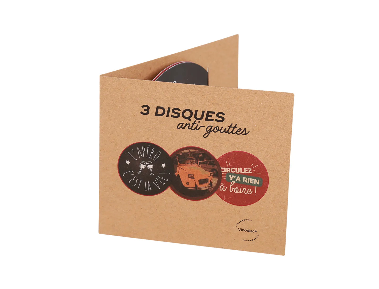 Vinodisc anti-drip disc in assorted aluminium designs (3 pieces)