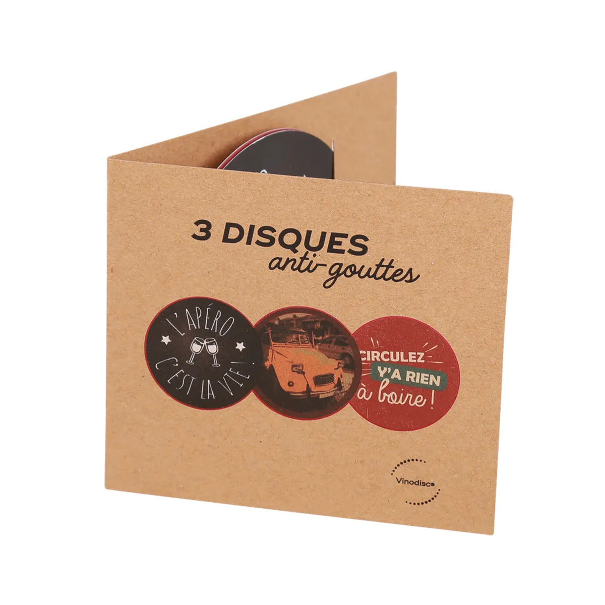 Disque anti-goutte Vinodisc aluminium motifs assortis (3 pièces)