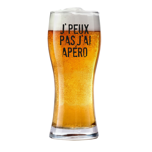 Verre à bière Bobby 37cl décoré noir - Jpeux pas jai apéro