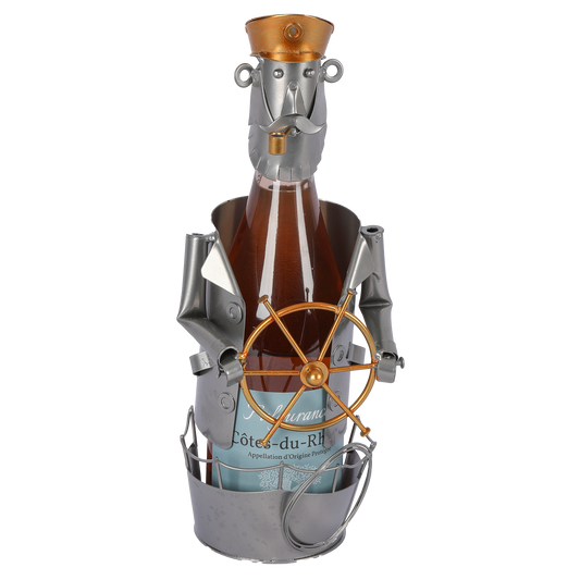 Support bouteille Félix métal gris/cuivre - Marin