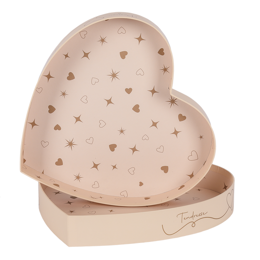 Corbeille Venise carton rigide Coeur 28x27x4cm + 29x28x4.3cm (Set de 2)
