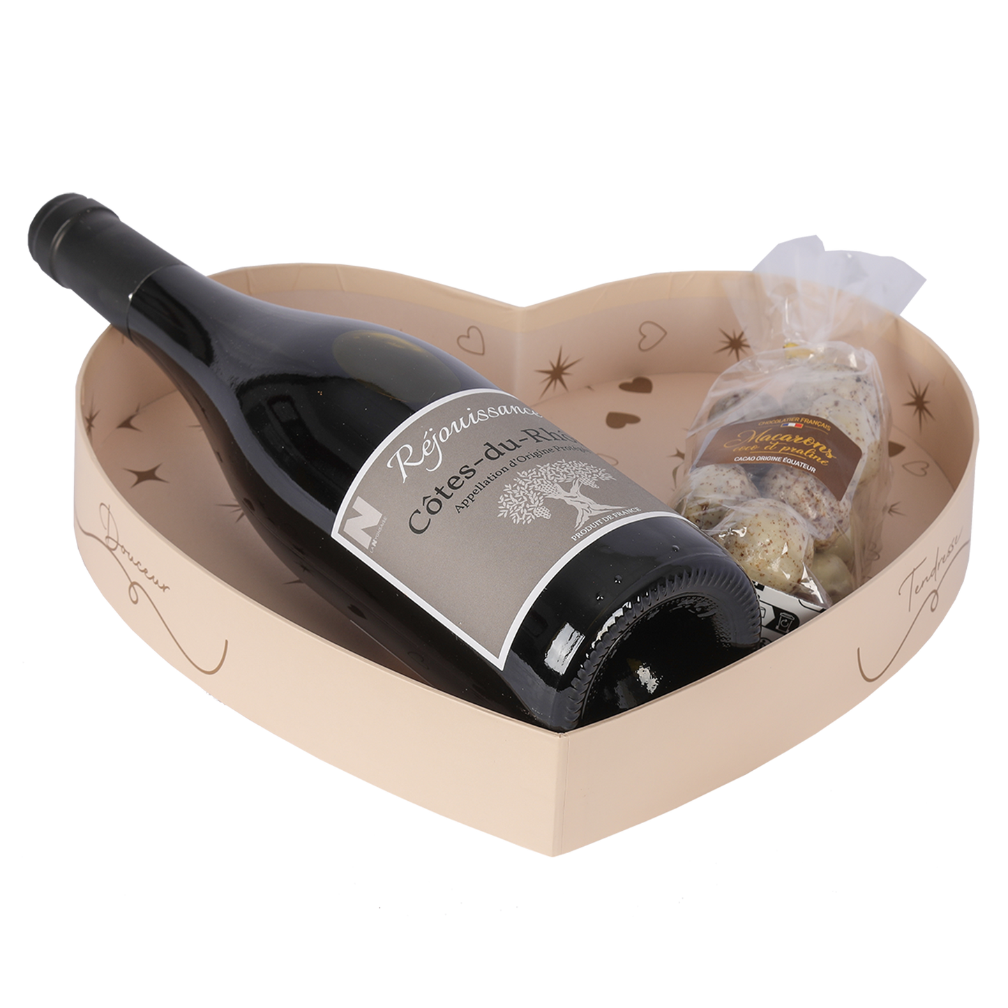 Corbeille Venise carton rigide Coeur 28x27x4cm + 29x28x4.3cm (Set de 2)