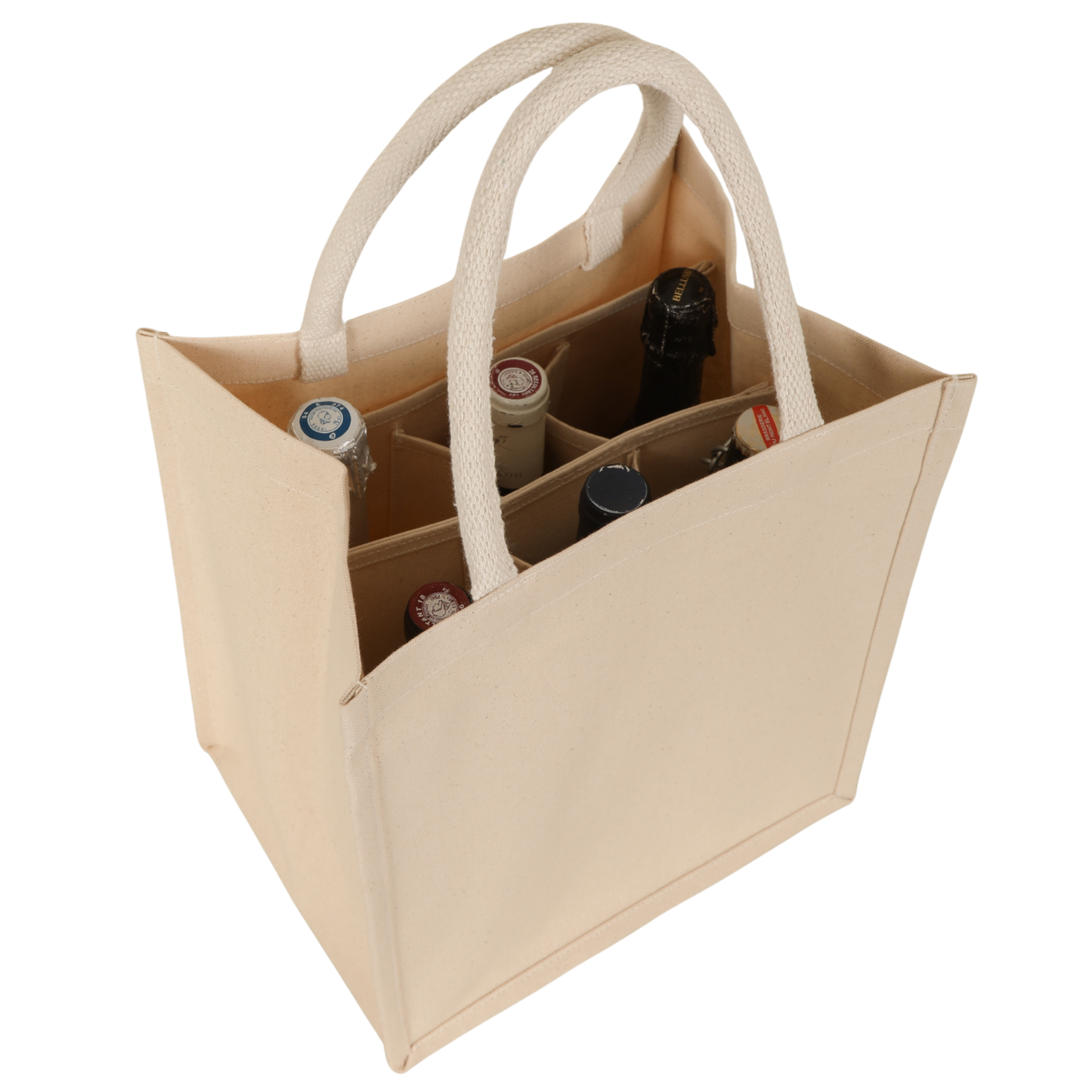Sac Lorenzo réutilisable toile coton naturel 6 bouteilles