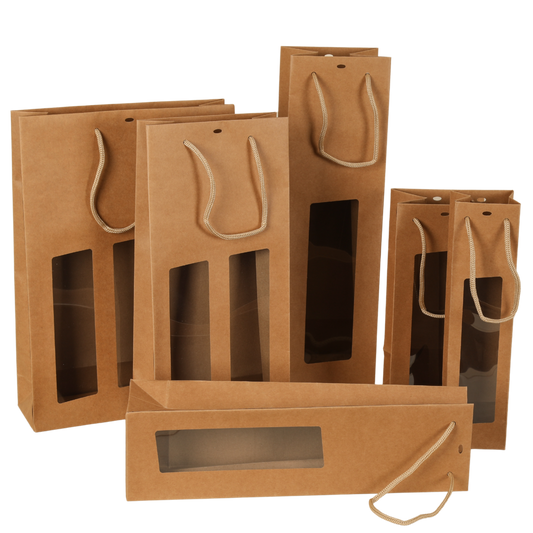 Sac Atlanta papier kraft 1 bouteille fenêtre PVC