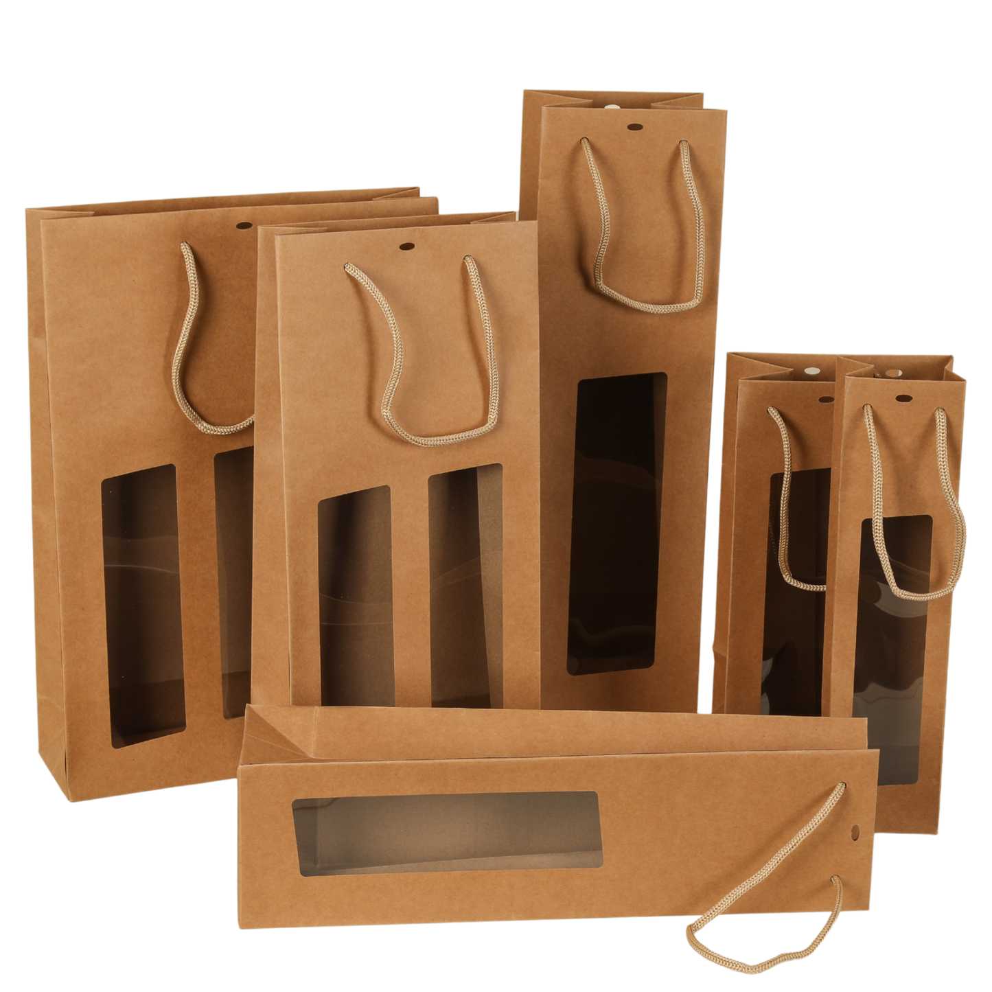 Sac Atlanta papier kraft 2 bouteilles fenêtres PVC