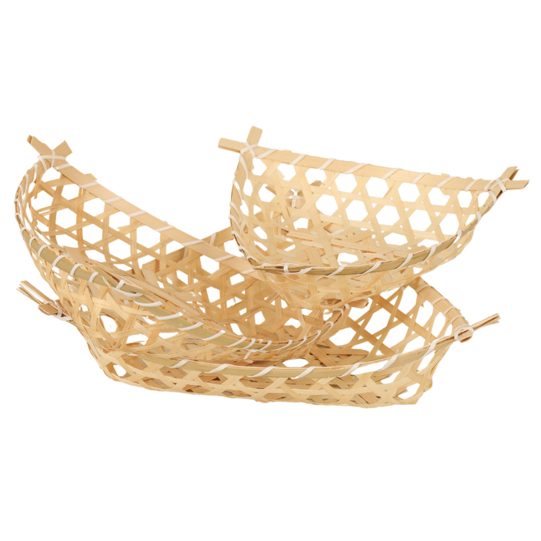Corbeille Lio ajourée bambou naturel triangle 30x30x6/8cm