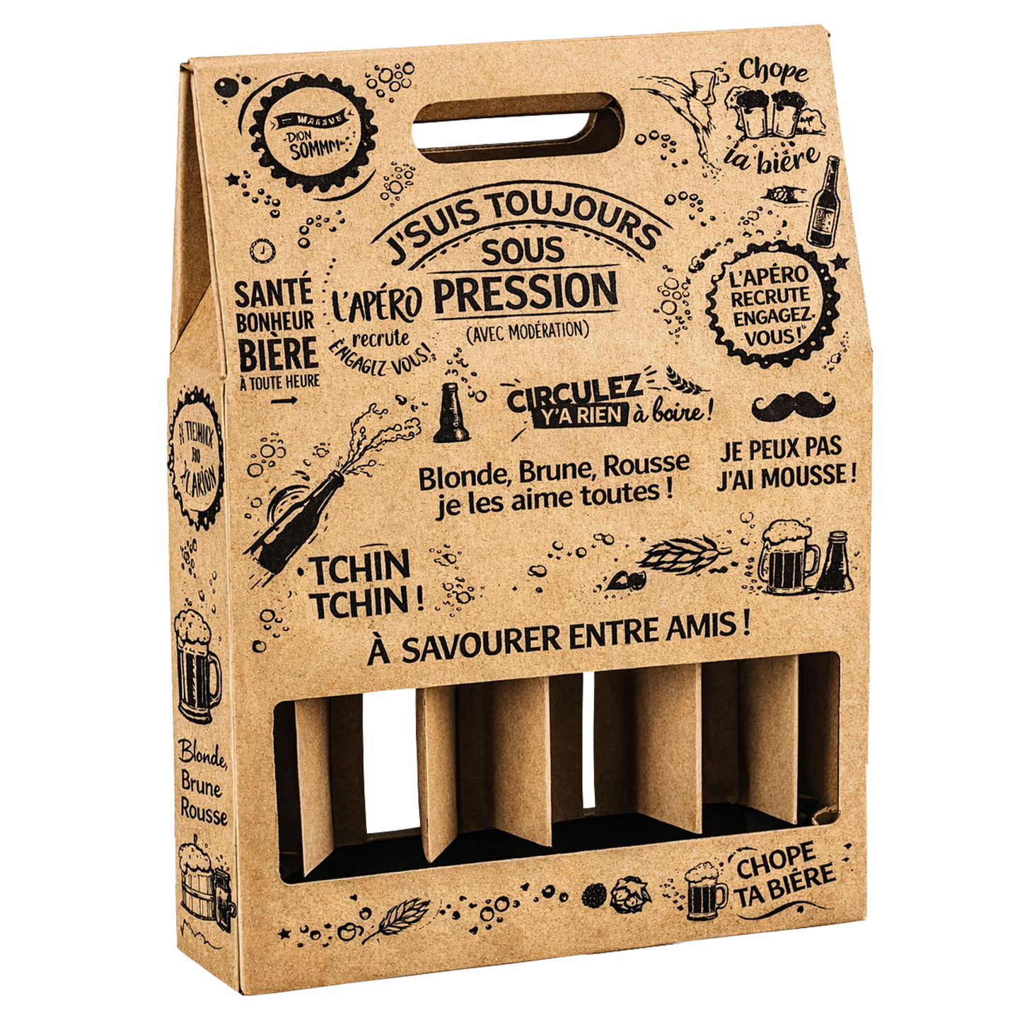 Valisette Portland carton kraft 4 bières 33cl (type long neck)