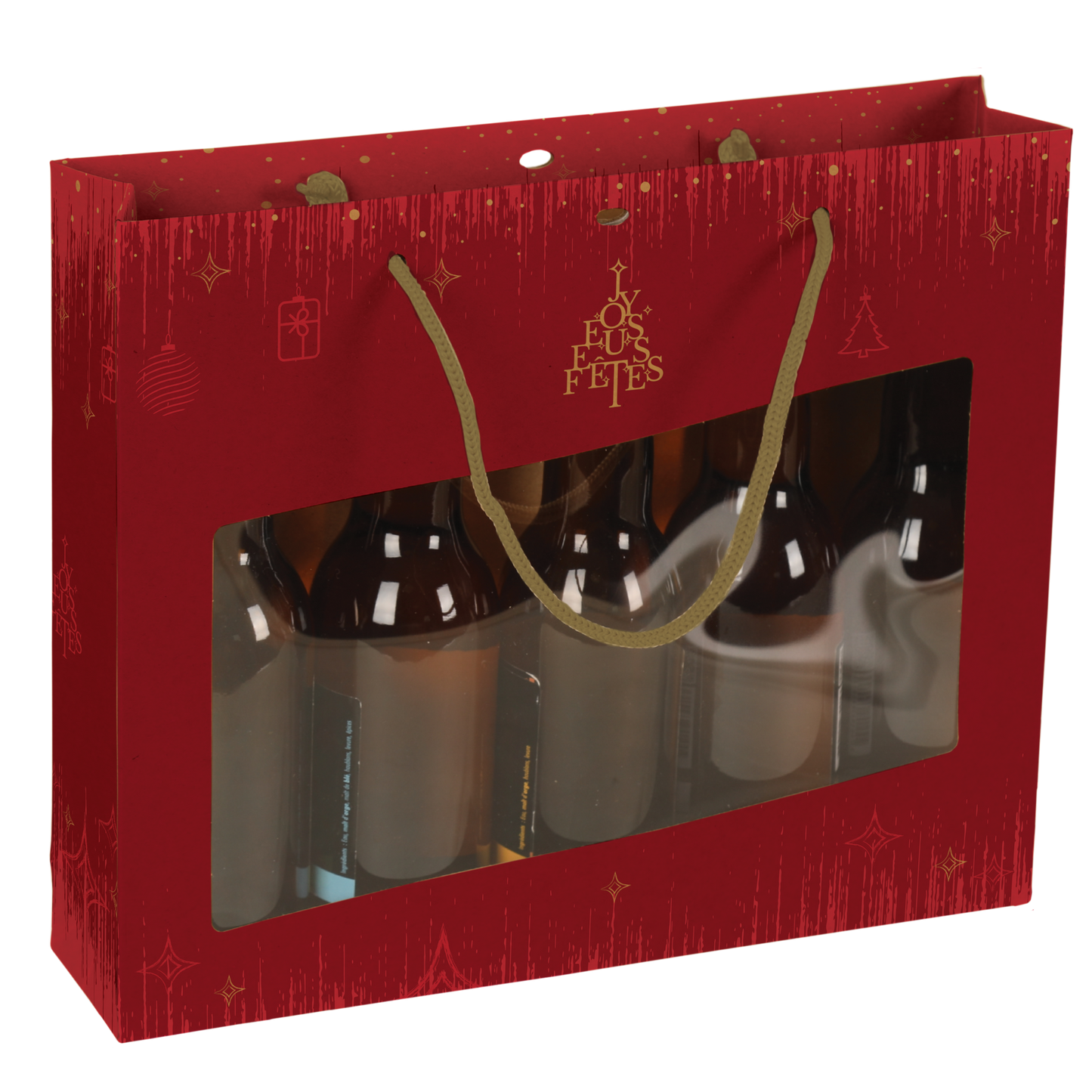 Sac Bellagio papier 5 bières/terroir 31x7x26cm fenêtre PVC
