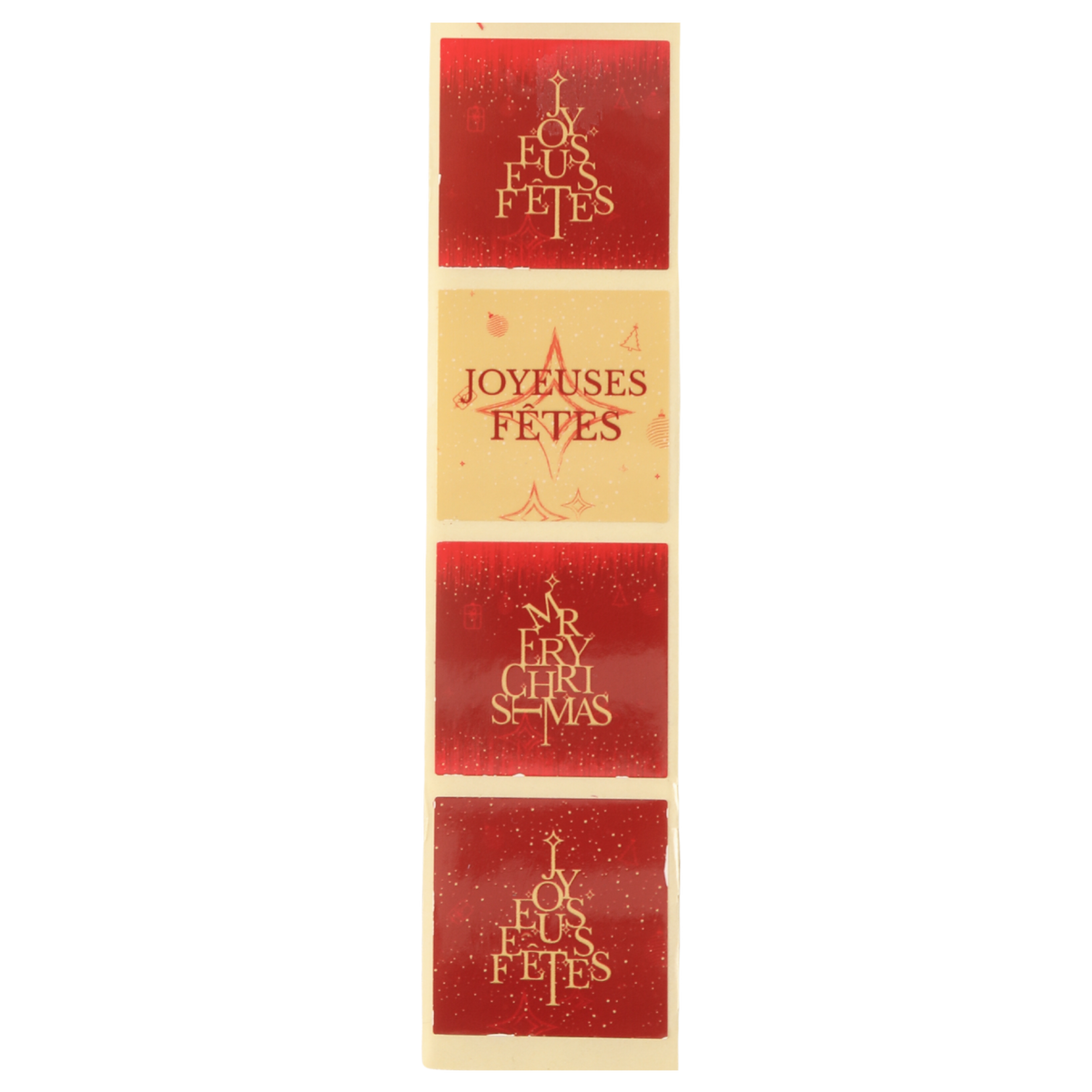 Etiquette adhésive Bellagio carrée - Joyeuses Fêtes (boîte de 500 set de 4 assorties)
