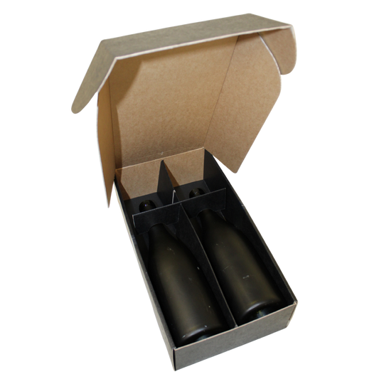 Coffret carton kraft noir 2 bouteilles - Buffalo