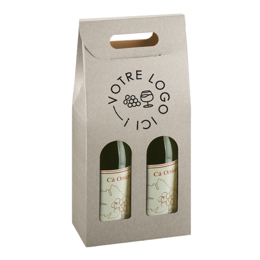 Valisette carton Milan-New York-Riga 2 btls 18x9x38,5cm personnalisée