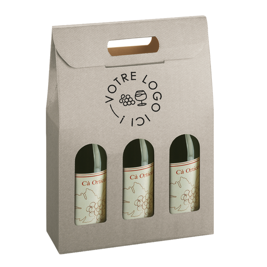 Valisette carton Milan-New York-Riga-Avana 3 btls 27x9x38,5cm personnalisée