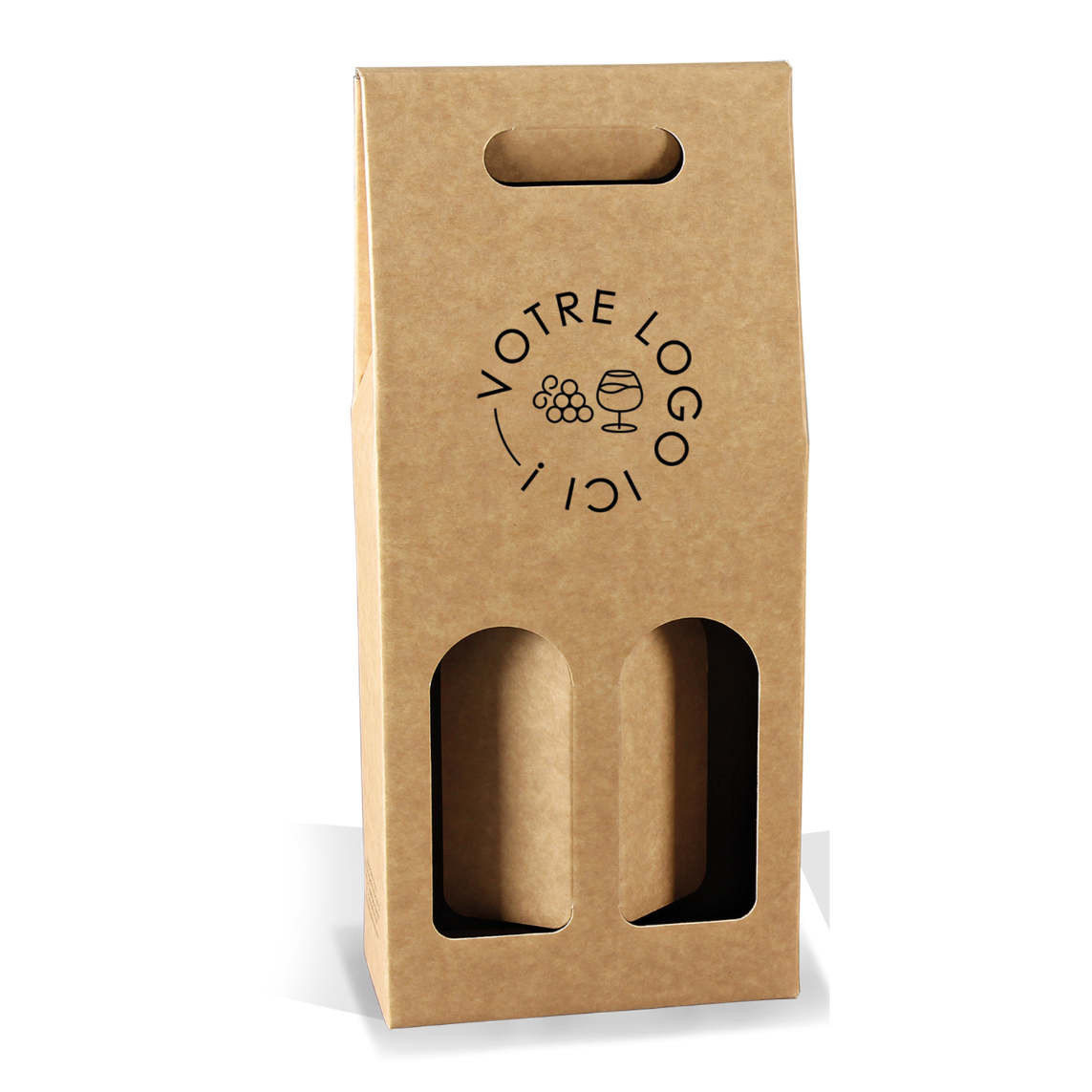Valisette Atlanta carton kraft lisse 2 bouteilles personnalisée