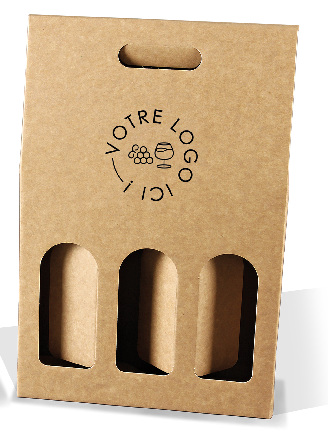 Valisette Atlanta carton kraft lisse 3 bouteilles personnalisée - FSC®7