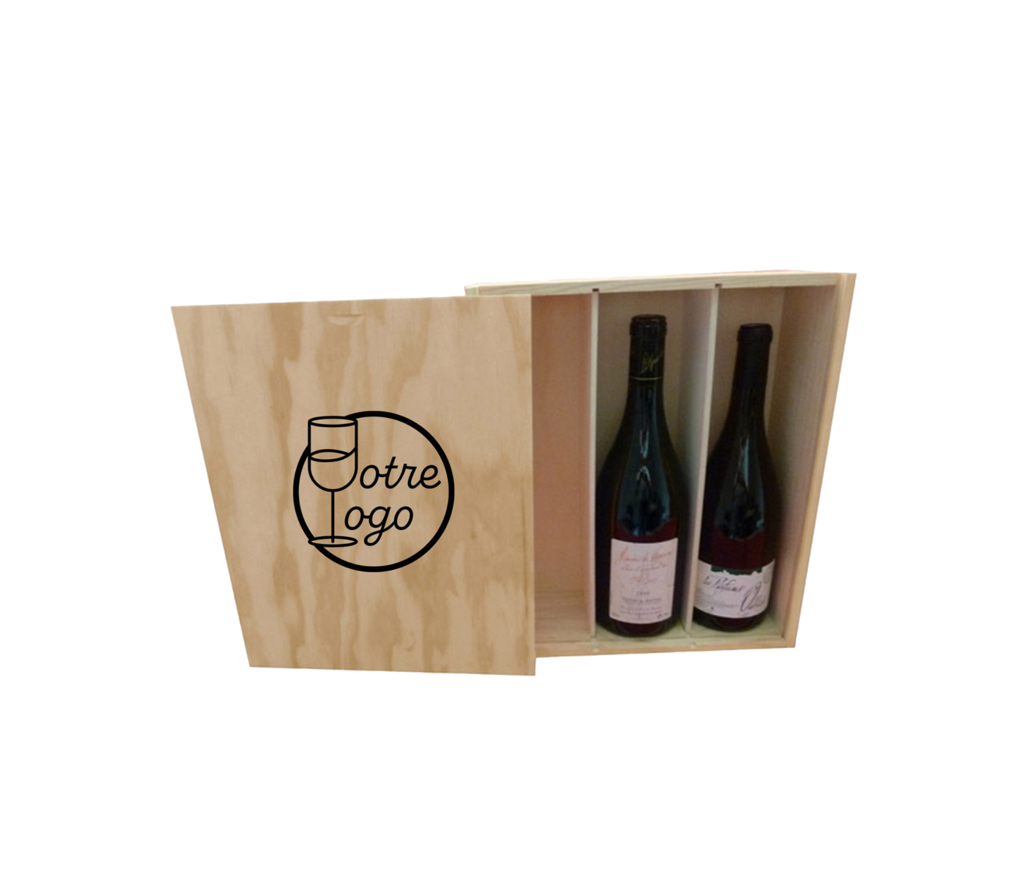 Caisse Tradition bois de Pin 3 btls 28x9x33cm personnalisée-