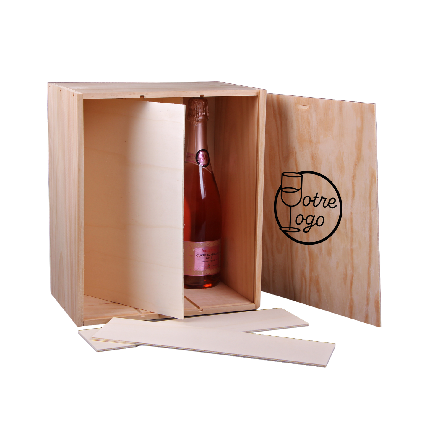 Caisse Tradition bois de Pin 6 btls 28x18.5x33cm personnalisé