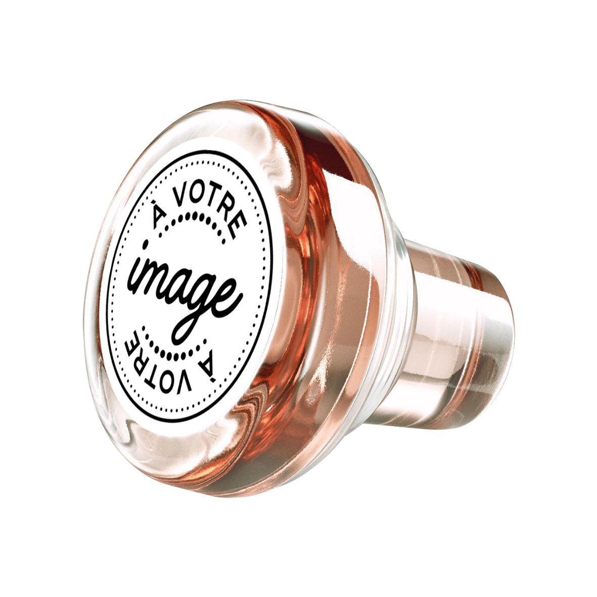 Bouchon Vinolok cristal rose clair transparent personnalisé