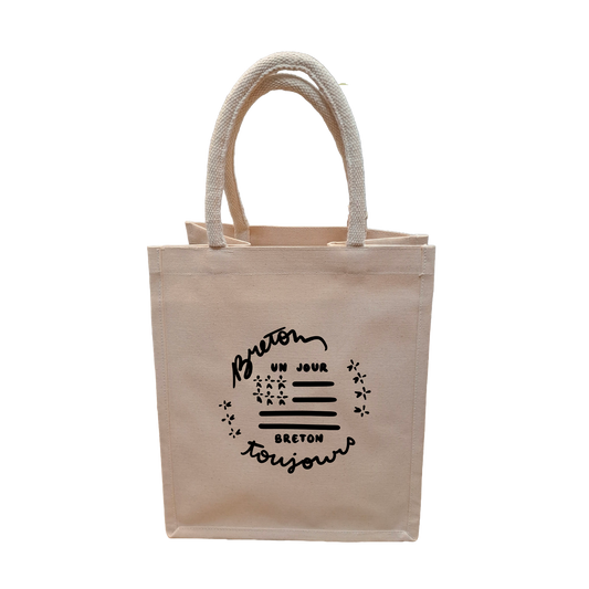 Reusable Lorenzo bag natural cotton canvas 6 bottles - BZH Brittany