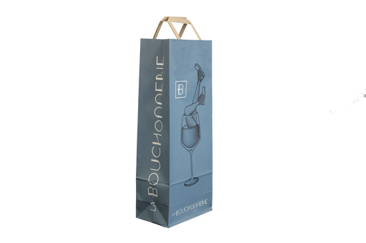 Sac papier kraft poignées plates 1 à 2 btls 16x9x39cm personnalisé