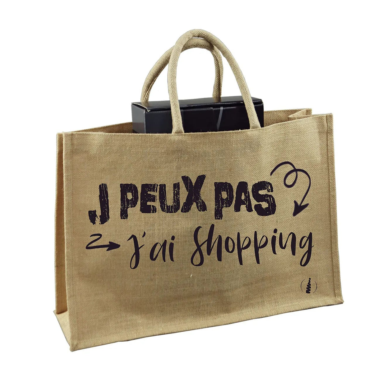 Goa natural jute canvas tote bag 50x15x35cm - I can't, I'm shopping