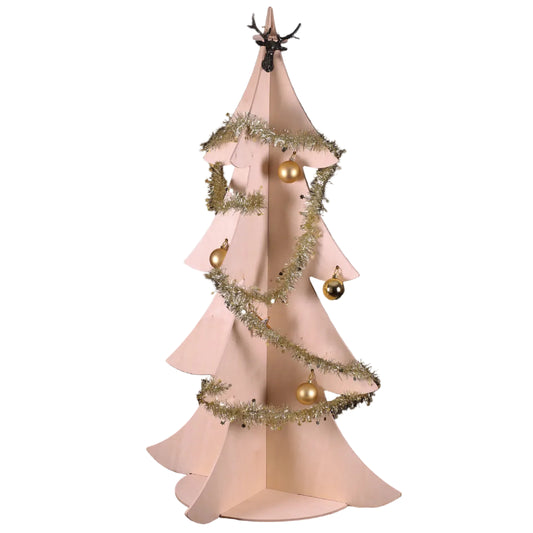 Sapin de Noël en bois naturel 80x130cm (livré à plat)