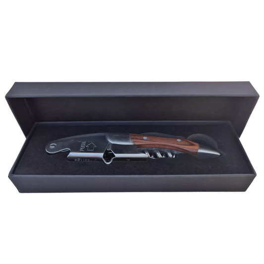 Sommelier Premium double appui avec manche olivier personnalisable - Olea