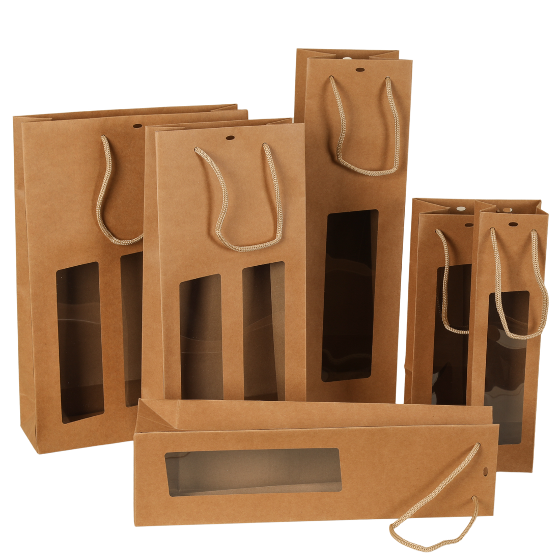 Le sac kraft bouteille avec fenêtre transparente