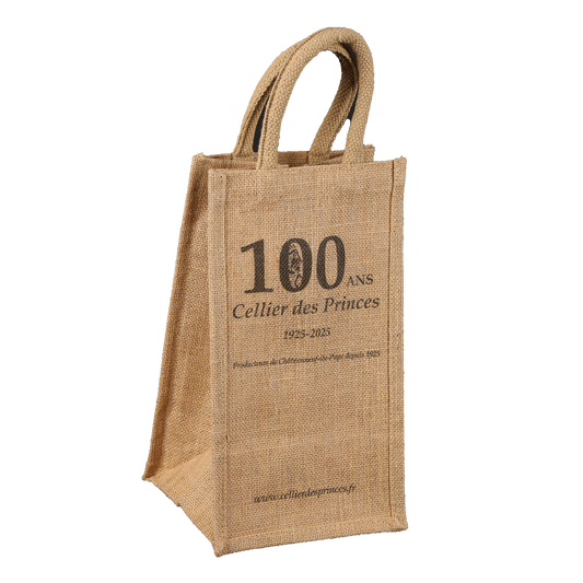 Sac toile de jute Goa 4 bouteilles 75cl 17x17x33cm personnalisé