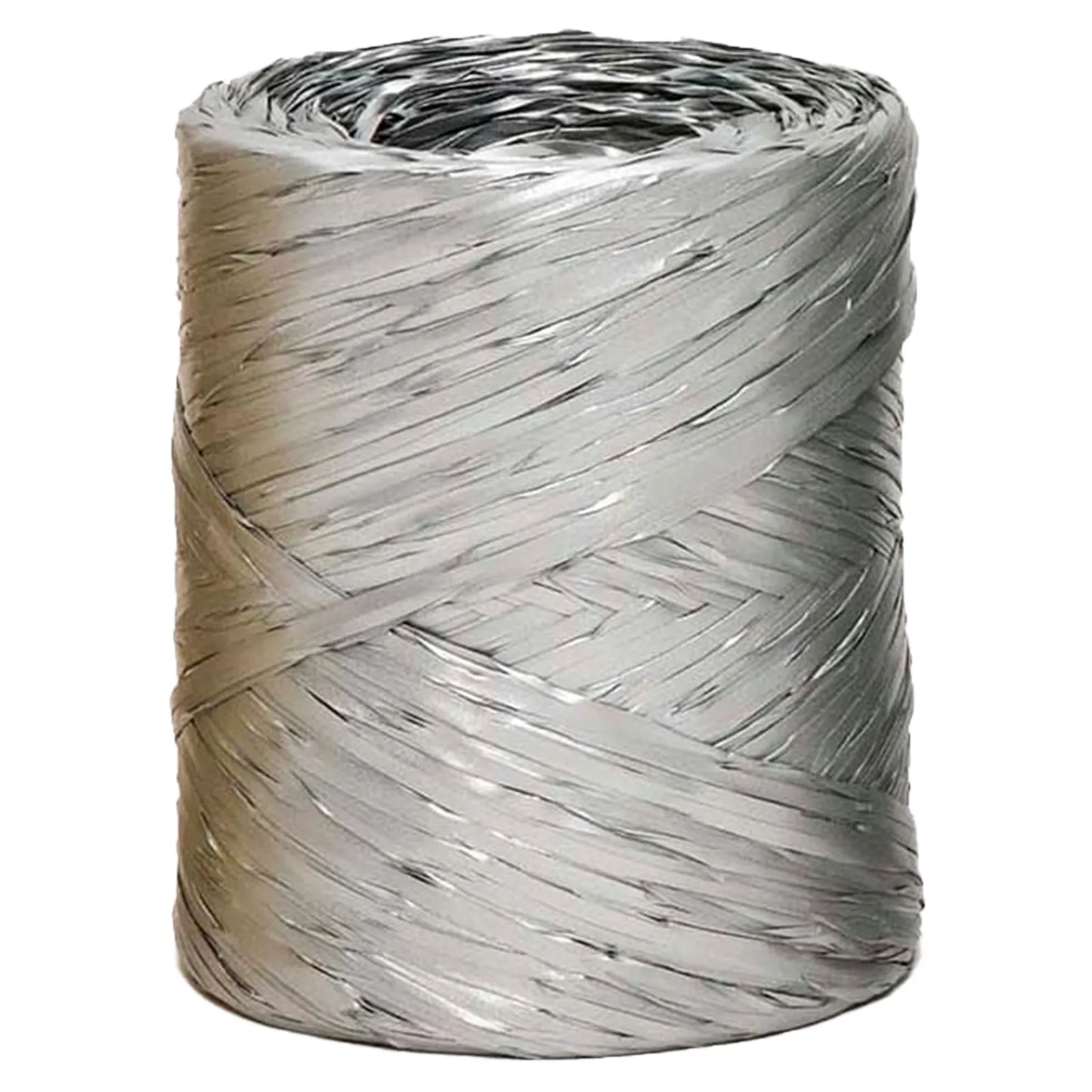 Silver synthetic raffia ribbon (200m spool)