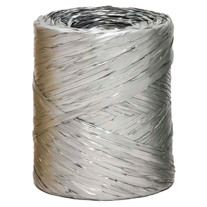 Silver synthetic raffia ribbon (200m spool)