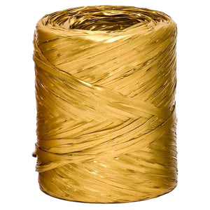 Basic synthetic gold raffia ribbon (200m spool)