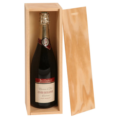 Traditional pine wood crate for 1 bottle