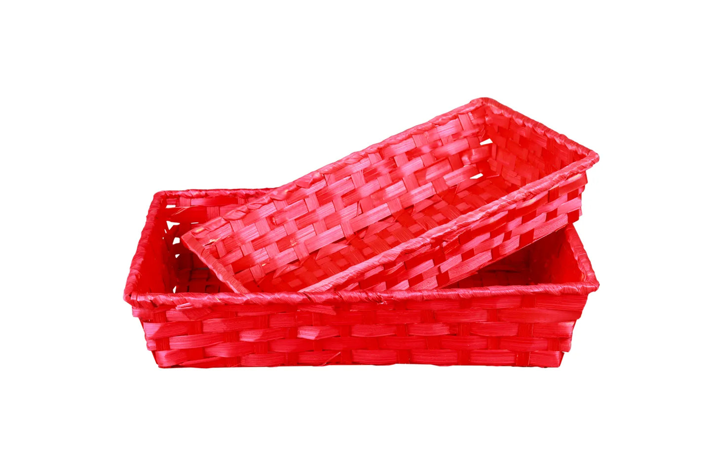 Rihana bamboo raspberry rectangular basket 31x21x7cm