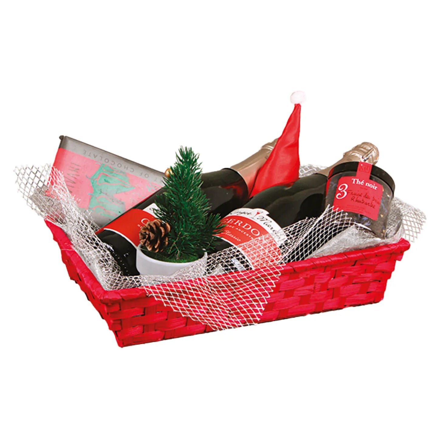 Rihana bamboo raspberry rectangular basket 31x21x7cm