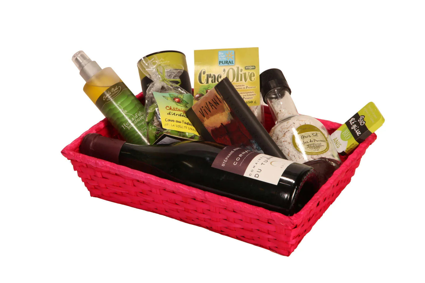 Rihana bamboo raspberry rectangular basket 31x21x7cm