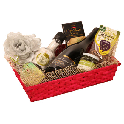 Rihana bamboo raspberry rectangular basket 31x21x7cm
