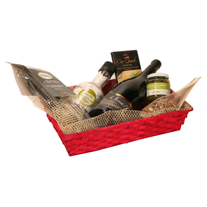 Rihana bamboo raspberry rectangular basket 36x26.5x7.5cm