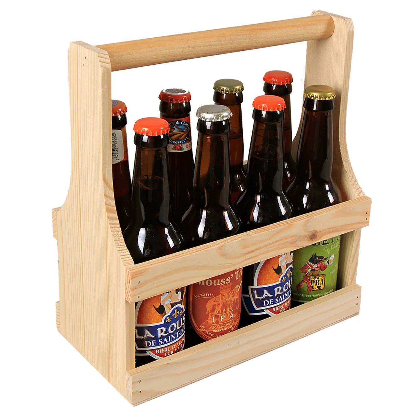 Nino wooden basket for 8 x 33cl beers (long neck type)