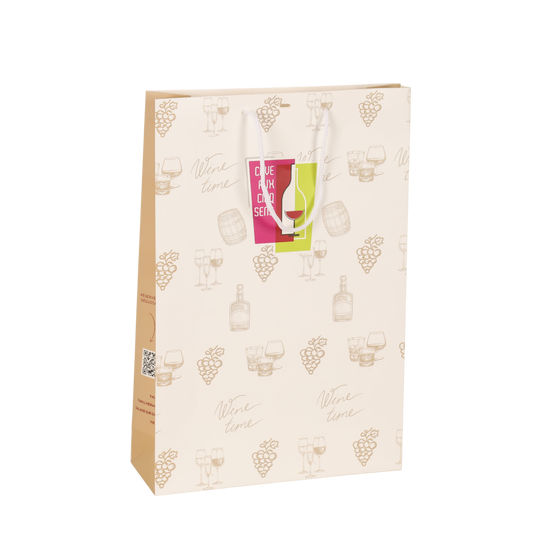 Sac papier luxe 3 bouteilles 26x9x39cm personnalisé