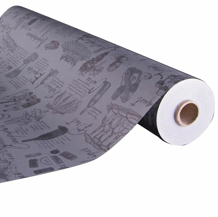 Grey/taupe coated kraft grape variety gift wrap 0.70x100m