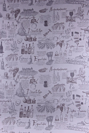 Grey/taupe coated kraft grape variety gift wrap 0.50x200m