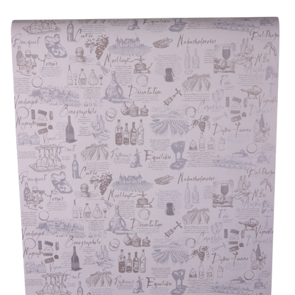 Grey/taupe coated kraft grape variety gift wrap 0.70x100m