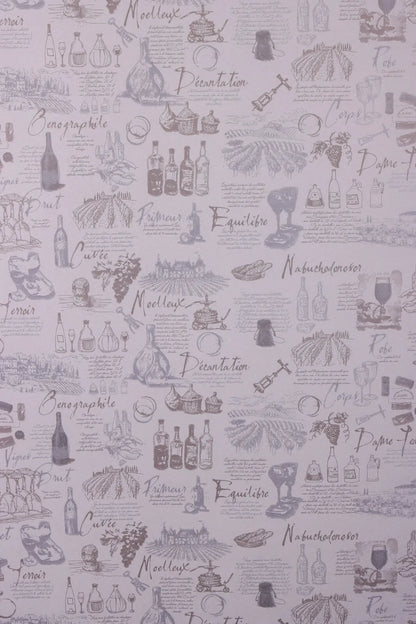 Grey/taupe coated kraft grape variety gift wrap 0.70x100m