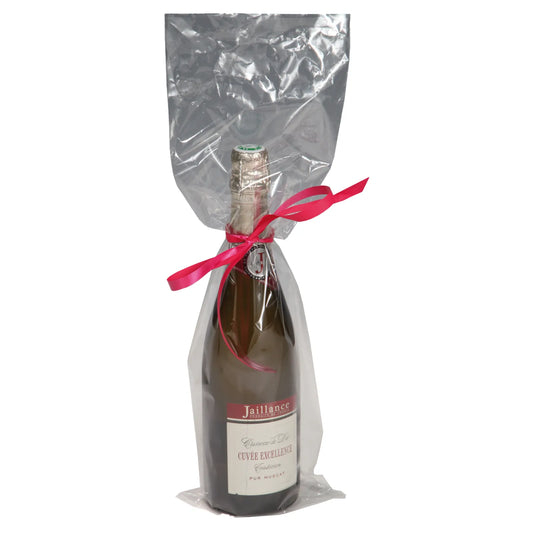 Clear polypropylene pouch for 1 bottle