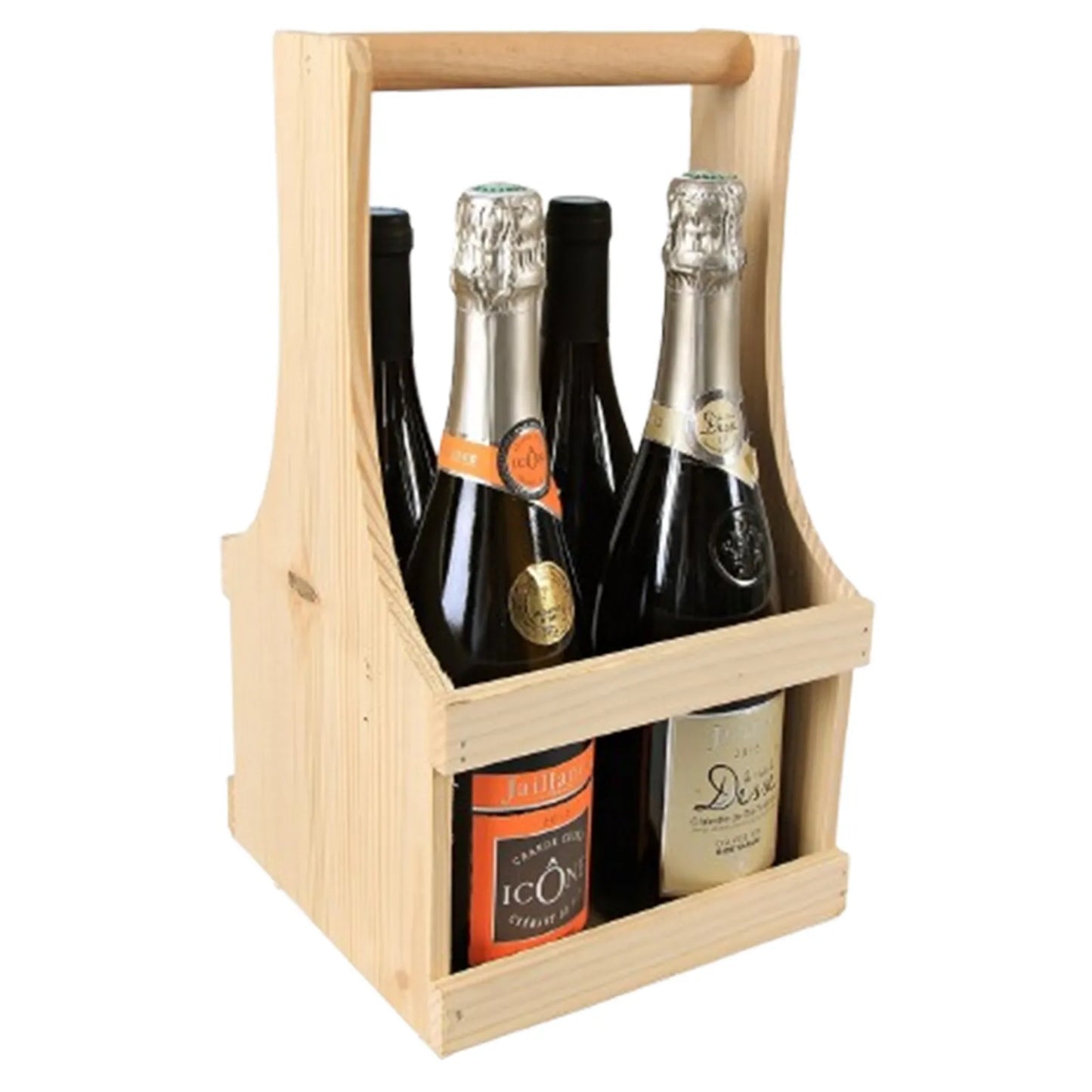 Panier Marcello bois 4 bouteilles 75cl/9 bières 33cl (long neck)