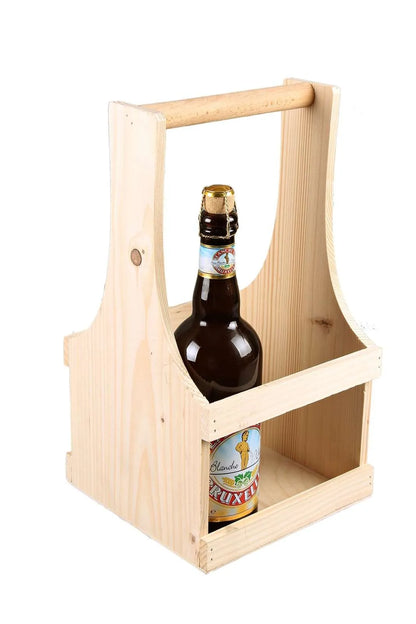 Panier Marcello bois 4 bouteilles 75cl/9 bières 33cl (long neck)