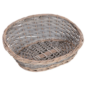 Amélie wicker/grey whitewashed wood basket, asymmetrical, 36x30x5/15cm