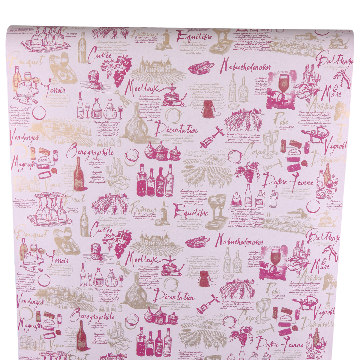 Grape Variety Kraft Wrapping Paper, Burgundy/Gold Coated, 0.70x100m