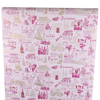 Grape Variety Kraft Wrapping Paper, Burgundy/Gold Coated, 0.70x100m