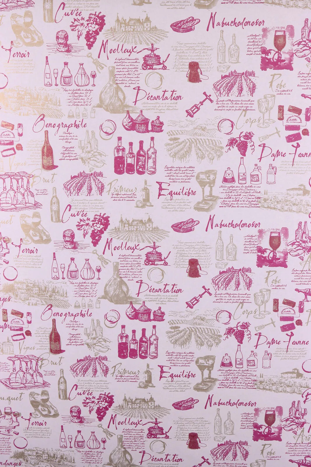 Papier cadeau Cépage kraft couché bordeaux/or 0.70x100m